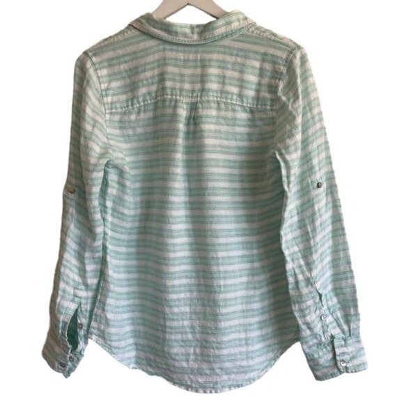 Vineyard Vines 100% Linen Tonal Stripe Popover Top, Size 6 - Picture 4 of 5